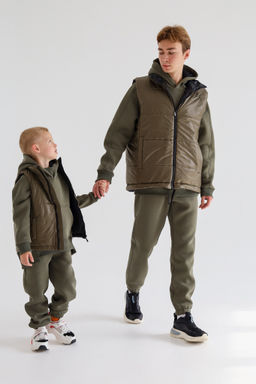 Худи удлиненное с начесом, хаки - Inzibe фото 7