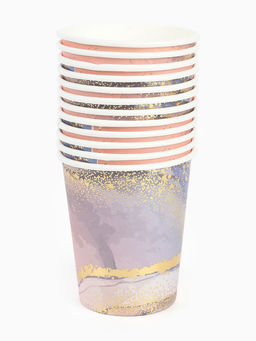 Посуда одноразовая бумажная на 12 персон, 22 предмета, мрамор розовый