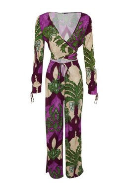 Tropikal Desenli Dokuma Plaj Yuksek Bel Bluz-Pantolon Tak?m TBESS23AU00103 - Trendyolmilla фото 7