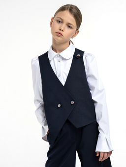 Синий школьный жилет для девочки Mooriposh, модель 1121 фото 7