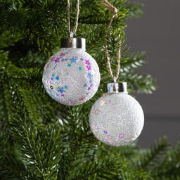 Набор ёлочных шаров Снежные, 2 шт, d=6 см, 1 LED, от батареек, свечение RGB - Luazon lighting фото 2