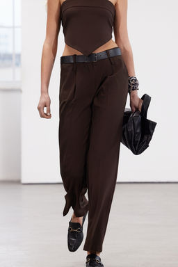 Limited Edition Kahverengi Wide Leg Kemerli Dokuma Kumas Pantolon TWOSS24PL00104 - Trendyolmilla фото 2