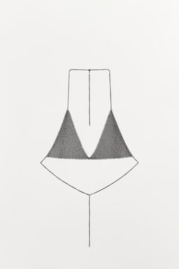 SUJETADOR TRIANGULAR CADENA / Plata - Zara фото 3