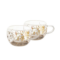 51293 GIPFEL Набор из 2 чашек CHRISTMAS STAR 250 мл с двойными стенками, с декоративным наполнителем. Материал: боросиликатное стекло, ПЭТ.