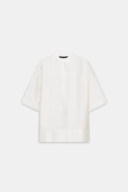 BLUSA FLUIDA MANGA CORTA ZW COLLECTION / Blanco roto