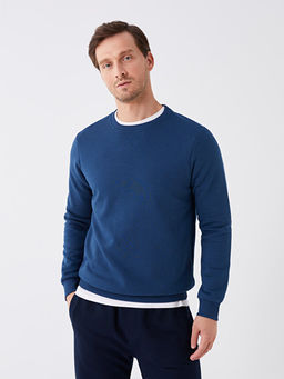 Bisiklet Yaka Uzun Kollu Erkek Kal?n Sweatshirt