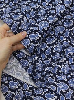 Импорт. хлопок Синие огурчики на чернильном, ш.1.48 м, хл-100%, 100гр/м.кв - Купава фото 3