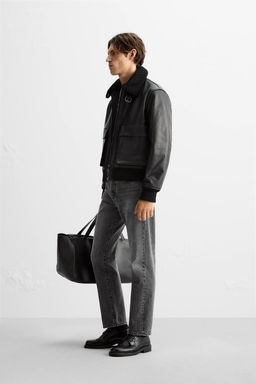 LEATHER BOMBER JACKET - Zara фото 4