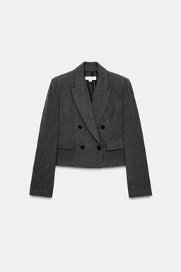 CROPPED DOUBLE-BREASTED PINSTRIPE BLAZER - Zara фото 7