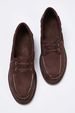 Koyu Kahverengi Bagc?k Detayl? Duz Kad?n Loafer Ayakkab?