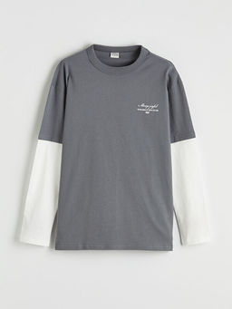 Bisiklet Yaka ??ten Uzun Kollu Erkek ?ocuk Ti??rt