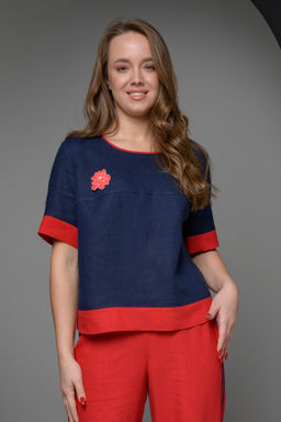 100% ЛЁН базовая блуза свободного силуета - Новый лен фото 2