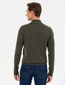 Базовый трикотажный свитер приталенного кроя цвета хаки-полурыбака Fisherman - Cacharel фото 5