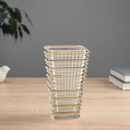 Ваза настольная «Милагрос», полосы объём, h=17.5 см, d=10×7 см, стекло, прозрачная