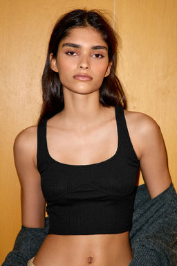 TOP CROP TIRANTES RIB / Negro - Zara фото 3