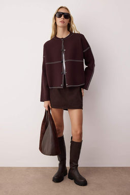 Ekru Premium/Ozel Iplik Genis Kal?p Bomber Yaka Triko H?rka TWOAW26HI00028 - Trendyolmilla фото 9