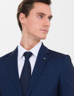 Темно-синий Ex. Полосатый костюм приталенного кроя - Cacharel фото 8