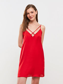 V Yaka Ask?l? Saten Kad?n Fantezi Gecelik