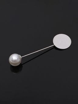 Основа Брошь-игла с бусиной d=1 см (набор 5 шт.), L=5 см, площадка 1.5 см, цвет серебро