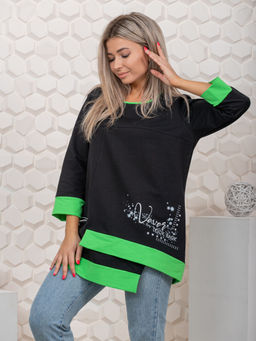 853 Туника "черный/салатовый"