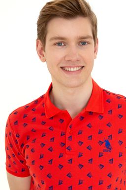 U. S. Polo Assn Мужская красная футболка с воротником-поло - U.s. polo assn фото 2