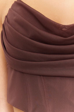 Trendyolmilla Kahverengi Korse Detayl? Orme Tul Bluz TPRSS24BZ00003
