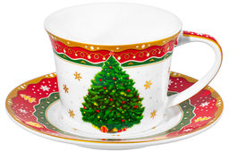 Чайная пара 2 пр. 250 мл 12,5*9,5*7 см Новогодняя ёлка красный узор NEW BONE CHINA - Elan gallery фото 7