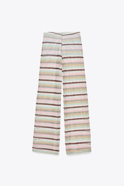 STRIPED METALLIC THREAD TROUSERS - Zara фото 15