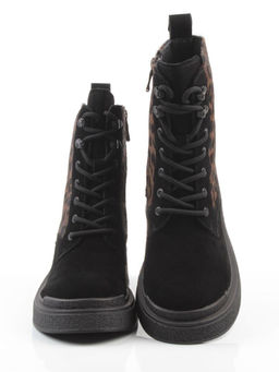 01-DMD-D269 BLACK/LEOPARD Ботинки демисезонные женские (натуральная замша, байка)