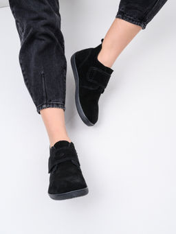 Ботинки женские демисезонные черные 209.NATAbl.Черная замша/Шерсть