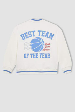 Кардиган-бомбер на толстой мягкой подкладке с воротником колледжа для девочек - Defacto фото 10