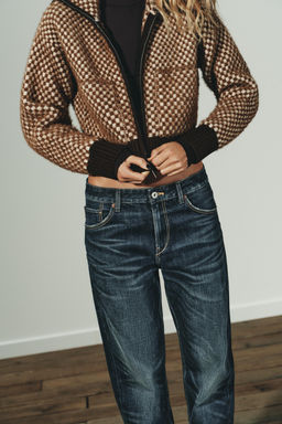 CONTRAST KNIT FAUX FUR BOMBER JACKET - Zara фото 2
