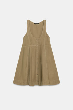 VESTIDO POPEL?N LAVADO / Khaki oscuro