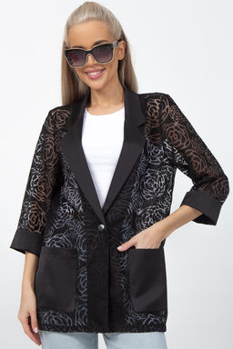Пиджак Шерри (чёрный/розы) - Эльза фото 3