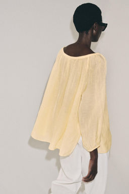 BLUSA CON LINO ZW COLLECTION / Amarillo pastel - Zara фото 3