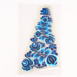 Термонаклейка Гжель цветы, уголок слева, 20?35 см, набор 10 шт.