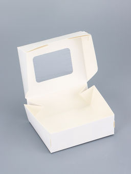 Цена за 20 шт. Контейнер навынос, с окном, белый, 10×8×3.5 см