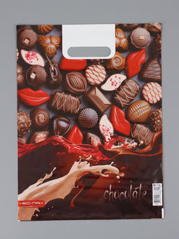 Цена за 25 шт. Пакет "Конфеты , полиэтиленовый с вырубной ручкой 30х40 см, 60 мкм