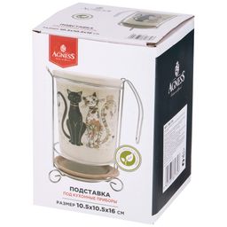 Подставка для кухонных приборов Agness Парижские коты 10.5 × 16 см  фото 3