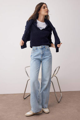 Ac?k Mavi Yuksel Bel Genis Paca Wide Leg Jeans TWOAW26JE00074 - Trendyolmilla фото 2