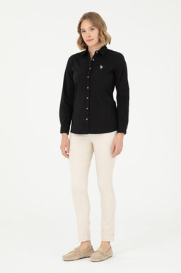 Рубашка женская U.S. Polo Assn. черная хлопок с эластаном  фото 11