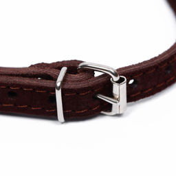 Ошейник замшевый двухслойный 1,2 см, ОШ 30-38 см, коричневый - Пижон фото 3