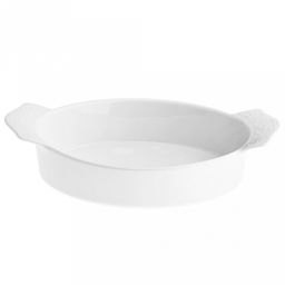 Русь Блюдо (шубница) фарфоровое 270х162х52мм, с ручками, белый, рельефный декор (Китай)