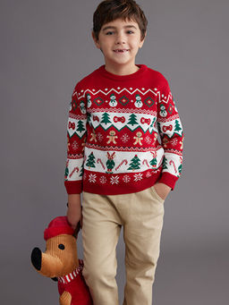 Y?lba?? Temal? Erkek ?ocuk Triko Kazak