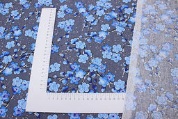 Бязь Веточки в цвету на т.сером цв.голубой, ш.1.5м, хлопок-100%, 120гр/м.кв - Купава фото 4