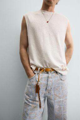 CAMISETA TANK ALGOD?N - LINO PARCHE / Blanco