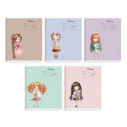 Цена за 2 шт. Тетрадь школьная ученическая, 18 л, клетка, арт. 70906/ 10 МАЛЕНЬКИЕ МОДНИЦЫ /А5+, мягкий переплёт (