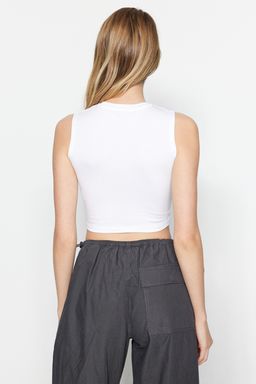 Siyah-Beyaz 2li Paket Kolsuz Crop Pamuklu Esnek Orme Atlet TWOSS23AL00010