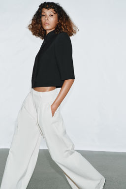 BLAZER CROPPED MANGA CORTA ZW COLLECTION / Negro - Zara фото 6