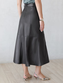 Расклешенная юбка из искусственной кожи - Vilatte фото 3